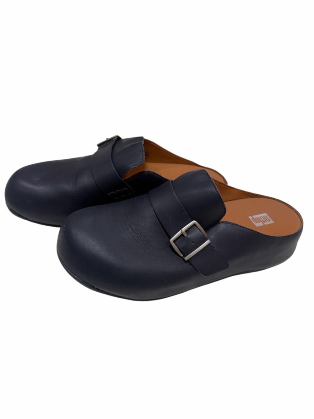 FitFlop Navy Leather Mule Clogs Buckle Comfort Shoes Women 9